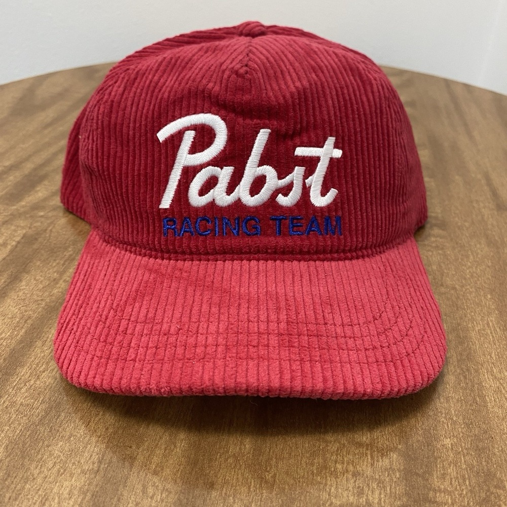 Pabst Blue Ribbon PBR Racing Team‎ Red Corduroy Snapback Adjustable Hat Cap GR43